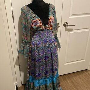 Bohemian style dress- one size, looks great with boots